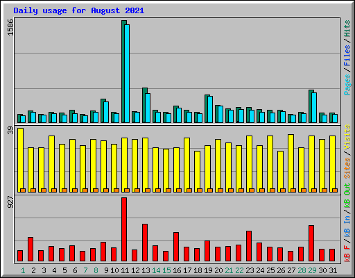 Daily usage for August 2021