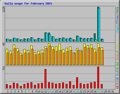 Daily usage for February 2021